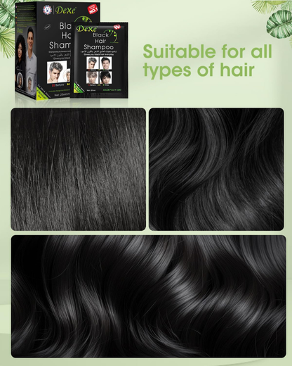 Champú de tinte para el cabello negro instantáneo, color negro semipermanente, paquetes de 5/10 (10 unidades, negro)